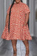 Red Casual Print Patchwork Turndown Collar Straight Dresses