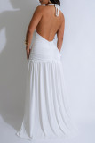 Black Sexy Formal Elegant Solid Color Backless Slit Ruched Belted Deep V Neck Long Dresses