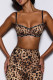 Leopard Print Sexy Leopard Print Patchwork Spaghetti Strap Two Pieces