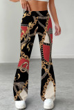 Rose Red Casual Print Patchwork Regular Mid Waist Speaker Full Print Bottoms