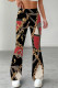 Black Yellow Casual Print Patchwork Regular Mid Waist Speaker Full Print Bottoms