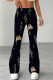 Black Casual Print Patchwork Regular Mid Waist Speaker Full Print Bottoms