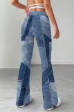 Rose Red Casual Print Patchwork Regular Mid Waist Speaker Full Print Bottoms