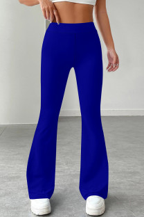 Dark Blue Casual Solid Color Patchwork Regular Mid Waist Speaker Patchwork Bottoms