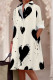 Black And White Casual Print Pocket Buckle Patchwork Shirt Collar Shirt Dresses