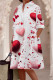 White Casual Print Pocket Buckle Patchwork Shirt Collar Shirt Dresses