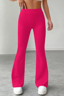 Red Casual Solid Color Patchwork Regular Mid Waist Speaker Patchwork Bottoms