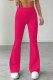 Red Casual Solid Color Patchwork Regular Mid Waist Speaker Patchwork Bottoms