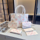 White Casual Letters Patchwork Contrast Bags