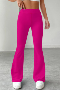 Rose Red Casual Solid Color Patchwork Regular Mid Waist Speaker Patchwork Bottoms