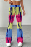 Rose Red Casual Print Patchwork Regular Mid Waist Speaker Full Print Bottoms