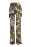 Rose Red Casual Print Patchwork Regular Mid Waist Speaker Full Print Bottoms