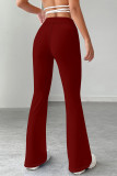 Rose Red Casual Solid Color Patchwork Regular Mid Waist Speaker Patchwork Bottoms