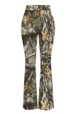 Rose Red Casual Print Patchwork Regular Mid Waist Speaker Full Print Bottoms