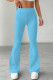 Sky Blue Casual Solid Color Patchwork Regular Mid Waist Speaker Patchwork Bottoms