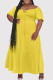 Lemon Yellow Casual Solid Color Patchwork Backless Off Shoulder Long Dresses