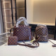 Black Brown Casual Plaid Patchwork Zipper Contrast Bags