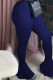 Tibetan Blue Casual Solid Color Patchwork Bodycon Speaker Patchwork Bottoms