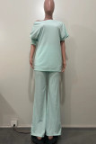 Red Casual Solid Color Patchwork Oblique Collar Long Sleeve Two Pieces
