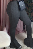 Light Gray Casual Solid Color Patchwork Bodycon Speaker Patchwork Bottoms