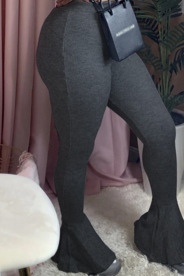 Dark Gray Casual Solid Color Patchwork Bodycon Speaker Patchwork Bottoms