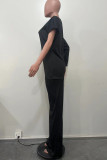 Red Casual Solid Color Patchwork Oblique Collar Long Sleeve Two Pieces
