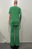 Red Casual Solid Color Patchwork Oblique Collar Long Sleeve Two Pieces