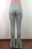 Light Gray Casual Solid Color Patchwork Bodycon Speaker Patchwork Bottoms