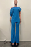 Red Casual Solid Color Patchwork Oblique Collar Long Sleeve Two Pieces