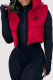 Red Casual Letter Print Zipper Turndown Collar Tops