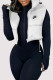 White Casual Letter Print Zipper Turndown Collar Tops