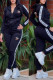 Black Casual Sportswear Letters Embroidered Patchwork Zipper Mandarin Collar Long Sleeve Two Pieces
