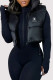 Black Casual Letter Print Zipper Turndown Collar Tops