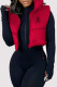 Red Casual Letter Print Zipper Turndown Collar Tops