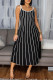 Black Casual Striped Print Patchwork Backless Spaghetti Strap Long Dresses