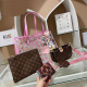 Pink Casual Street Letter Print Patchwork See-Through Chains Bags