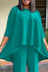 Malachite Green Casual Solid Color Patchwork O Neck Tops