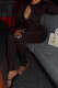 Black Casual Solid Color Hollow Out Patchwork O Neck Skinny Jumpsuits