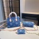 The cowboy blue Street Letters Distressed Patchwork Bags