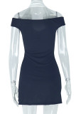 Black White Sexy Buttons Patchwork Backless Contrast Halter Wrapped Skirt Dresses