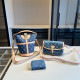 The cowboy blue Casual Letters Distressed Patchwork Bags