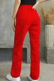 Red Casual Print Draw String Pocket Patchwork Regular Mid Waist Conventional Positioning Print Bottoms