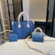 The cowboy blue Casual Letters Distressed Zipper Bags
