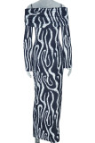 Black And White Elegant Stripe Patchwork Off Shoulder Long Dresses