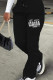 Black Casual Print Draw String Pocket Patchwork Regular Mid Waist Conventional Positioning Print Bottoms