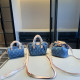 The cowboy blue Daily Letters Distressed Zipper Bags