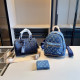 The cowboy blue Casual Letters Distressed Zipper Bags