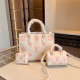 White Casual Letters Patchwork Contrast Bags