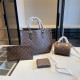 Brown Daily Letters Patchwork Zipper Bags