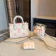 White Casual Letters Patchwork Contrast Bags